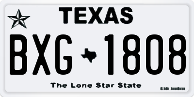 TX license plate BXG1808