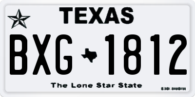 TX license plate BXG1812