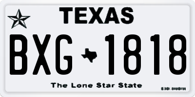 TX license plate BXG1818