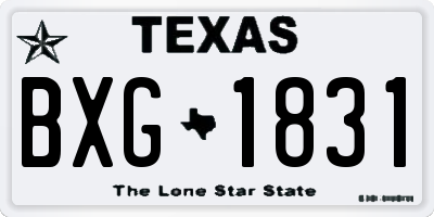 TX license plate BXG1831
