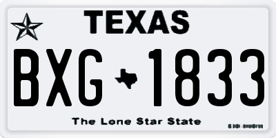 TX license plate BXG1833