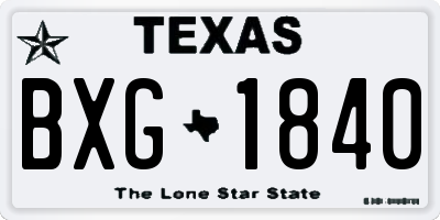 TX license plate BXG1840