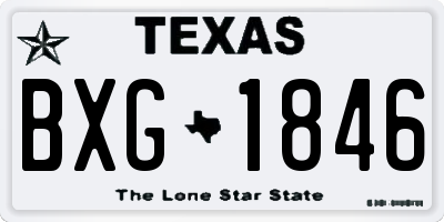 TX license plate BXG1846