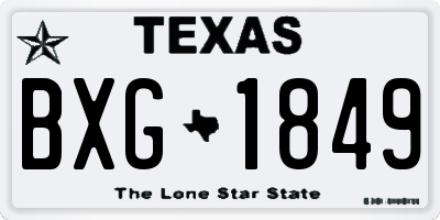 TX license plate BXG1849