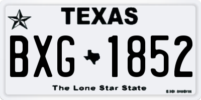 TX license plate BXG1852