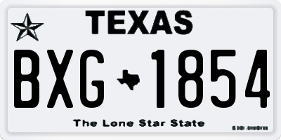 TX license plate BXG1854