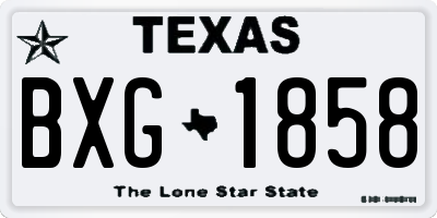 TX license plate BXG1858