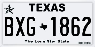 TX license plate BXG1862