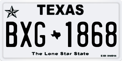 TX license plate BXG1868
