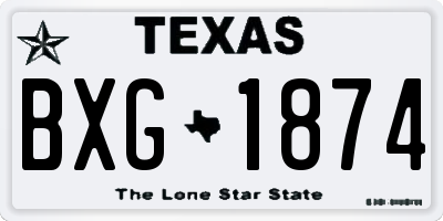 TX license plate BXG1874