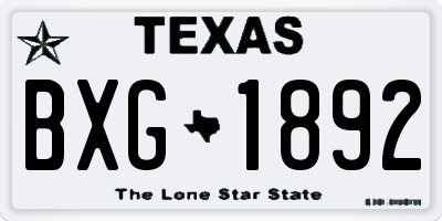 TX license plate BXG1892