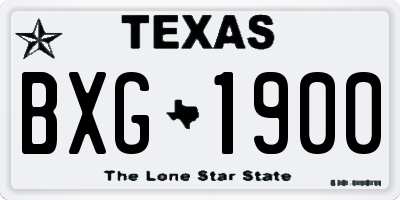 TX license plate BXG1900