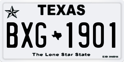 TX license plate BXG1901