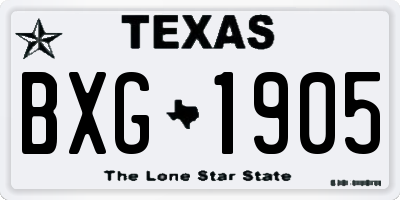 TX license plate BXG1905