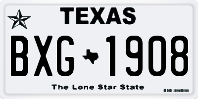 TX license plate BXG1908