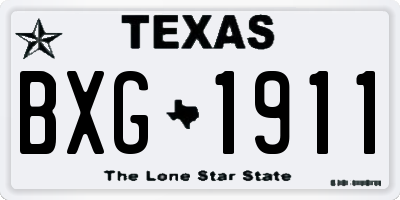 TX license plate BXG1911