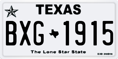 TX license plate BXG1915
