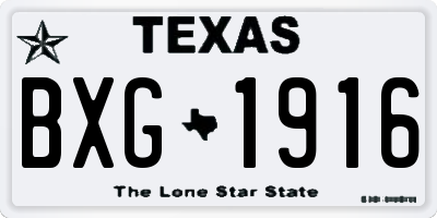 TX license plate BXG1916