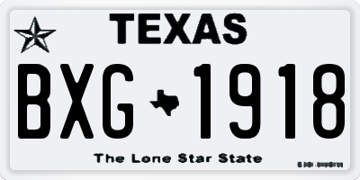 TX license plate BXG1918