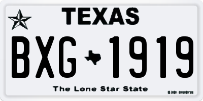 TX license plate BXG1919