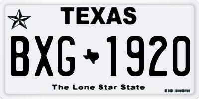 TX license plate BXG1920