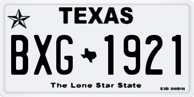 TX license plate BXG1921