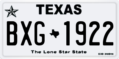 TX license plate BXG1922
