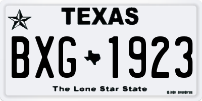 TX license plate BXG1923