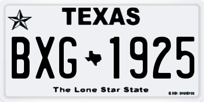 TX license plate BXG1925