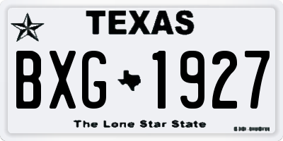 TX license plate BXG1927