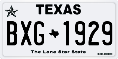 TX license plate BXG1929