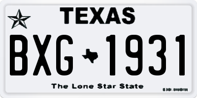 TX license plate BXG1931
