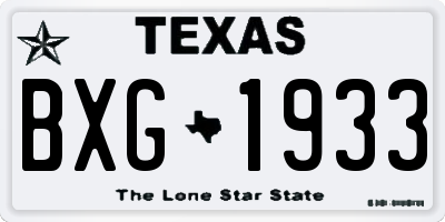 TX license plate BXG1933
