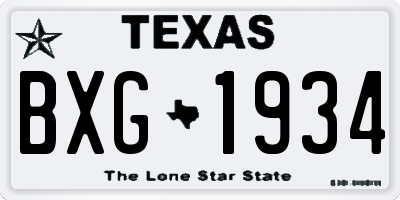 TX license plate BXG1934