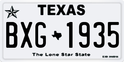 TX license plate BXG1935