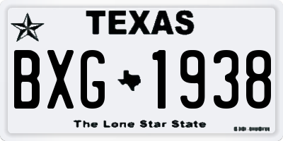 TX license plate BXG1938