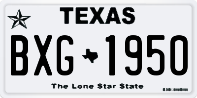 TX license plate BXG1950