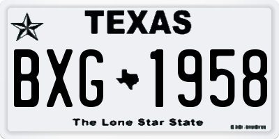 TX license plate BXG1958