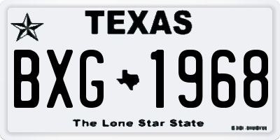 TX license plate BXG1968