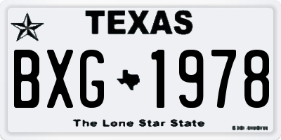 TX license plate BXG1978