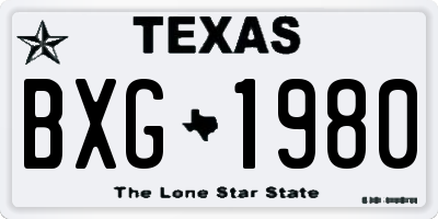 TX license plate BXG1980