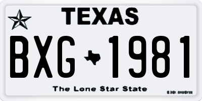 TX license plate BXG1981