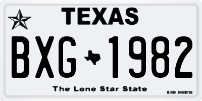 TX license plate BXG1982