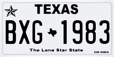 TX license plate BXG1983
