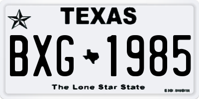 TX license plate BXG1985