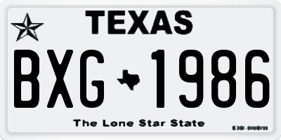 TX license plate BXG1986