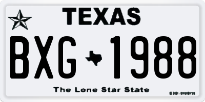 TX license plate BXG1988