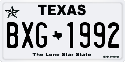 TX license plate BXG1992