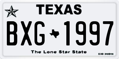 TX license plate BXG1997