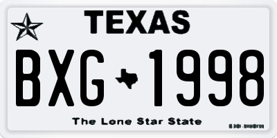 TX license plate BXG1998